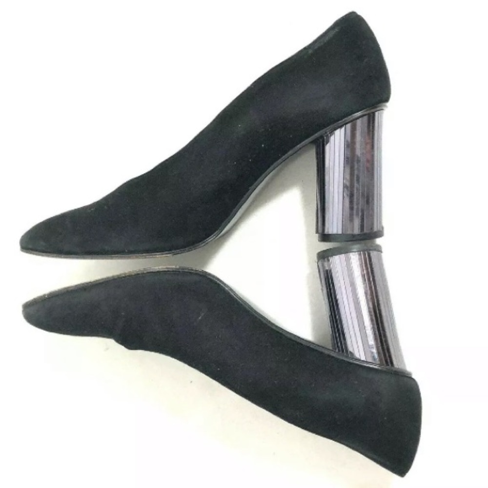 Stuart Weitzman Black Suede Pump Split Mirror Heel - image 4